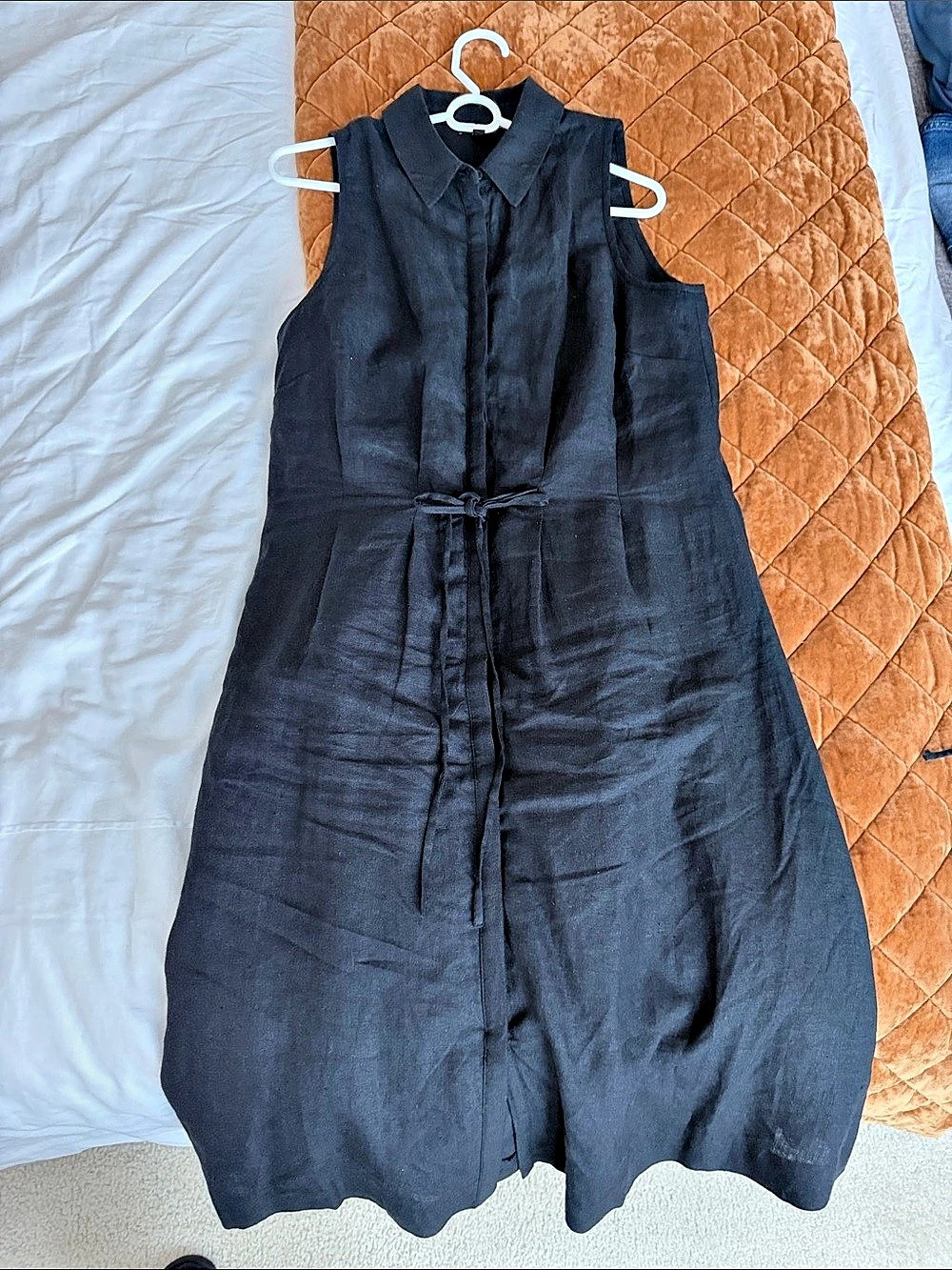 Talbots Linen A-line shirt Dress -Black Size 8